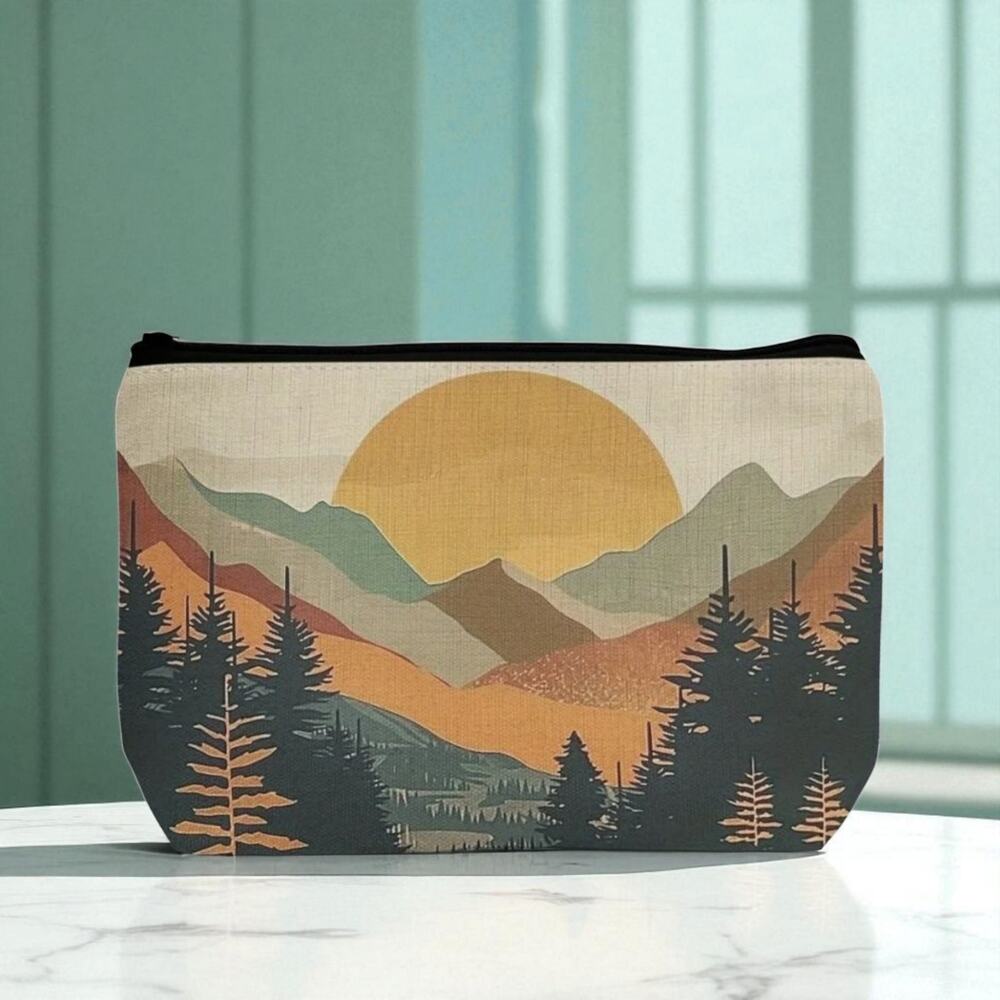 Rising Sun Cosmetic Bag New Orange Yellow Sunrise Travel Makeup Pouch 6x8